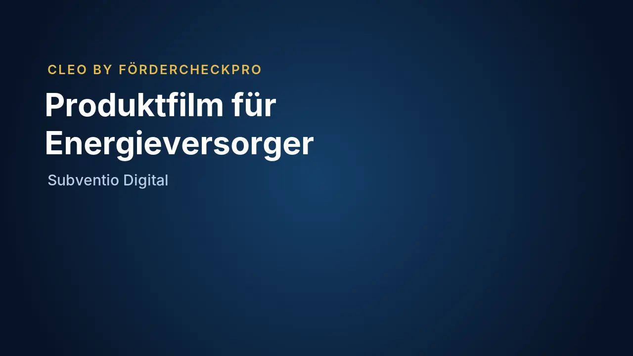 Vorschaubild des Produktfilms: Titel „Produktfilm für Energieversorger“ auf dunkelblauem Grund