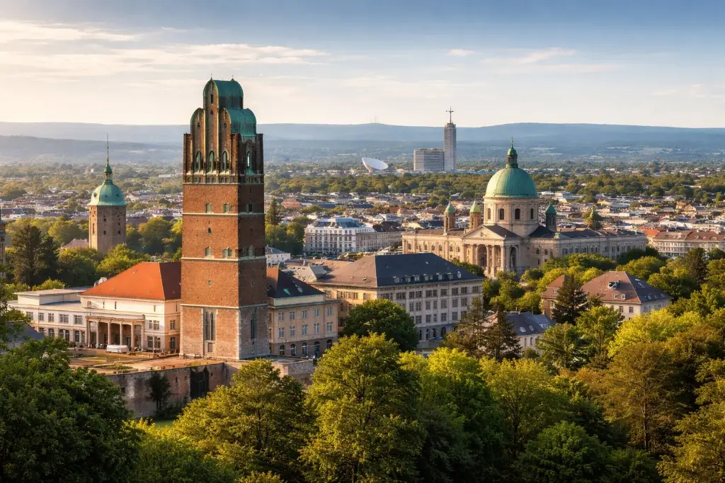 Stadt und Gebäudebestand aus der Vogelperspektive